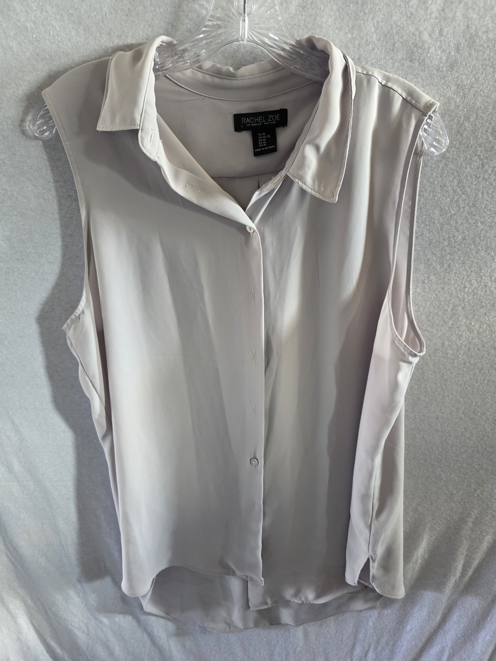 Rachel Zoe Sleeveless Button-Front Blouse in Soft Light Beige